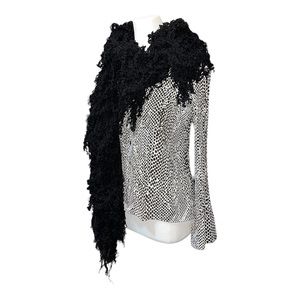 Y2K Knit Scarf Free People Fringe Loop Black Long
